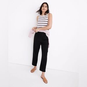 Madewell Lightspun Tapered Huston Pull-On Crop Pants Black Small